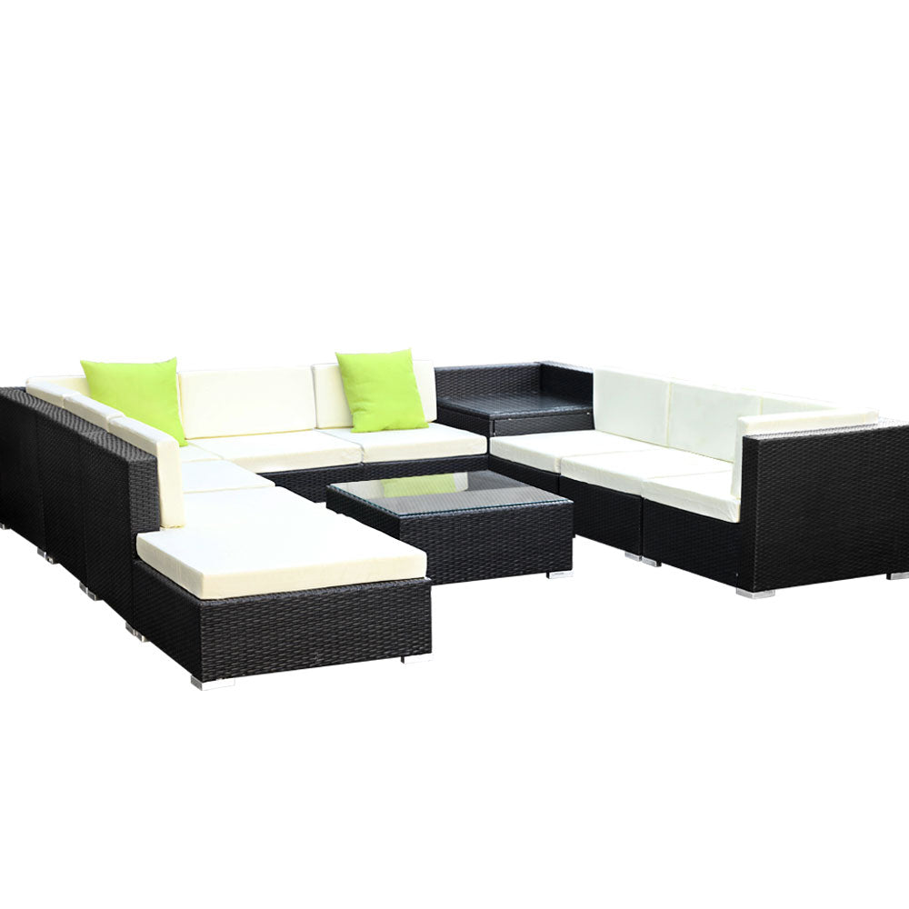 Gardeon 11PC Sofa Set with Storage Cover Outdoor Furniture Wicker-Furniture &gt; Outdoor-PEROZ Accessories