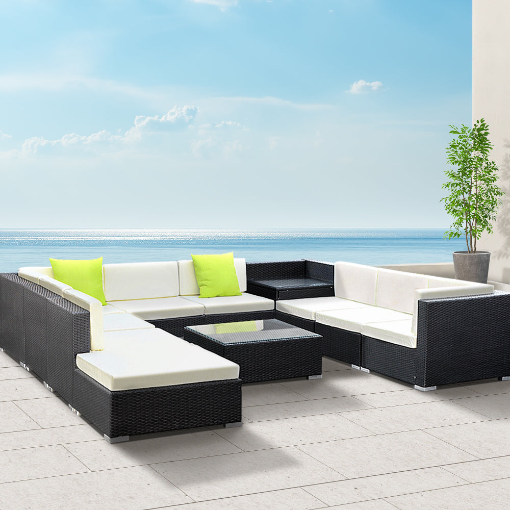 Gardeon 11PC Outdoor Furniture Sofa Set Wicker Garden Patio Lounge-Furniture &gt; Outdoor-PEROZ Accessories