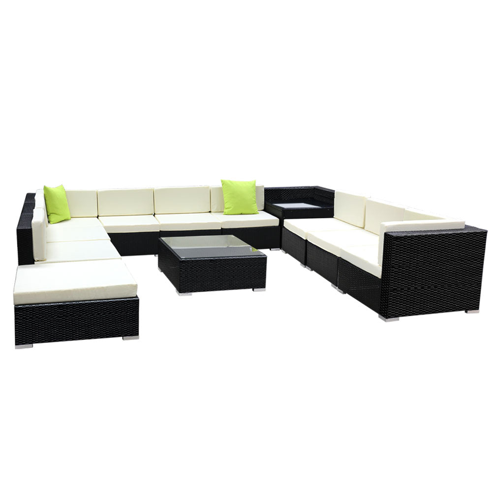 Gardeon 12PC Sofa Set with Storage Cover Outdoor Furniture Wicker-Furniture &gt; Outdoor-PEROZ Accessories