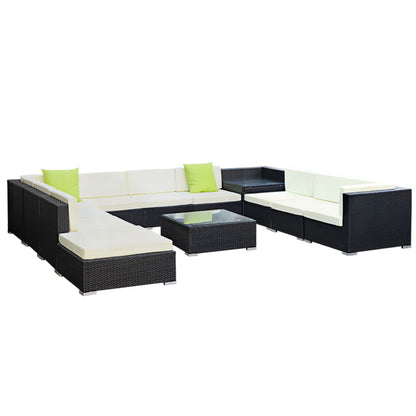 Gardeon 12PC Outdoor Furniture Sofa Set Wicker Garden Patio Lounge-Furniture &gt; Outdoor-PEROZ Accessories