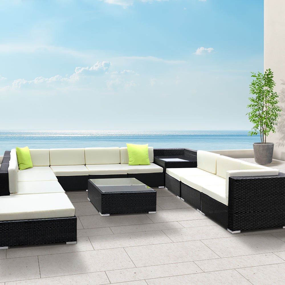 Gardeon 12PC Outdoor Furniture Sofa Set Wicker Garden Patio Lounge-Furniture &gt; Outdoor-PEROZ Accessories
