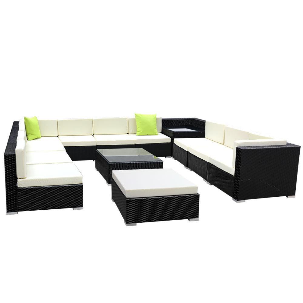 Gardeon 13PC Sofa Set with Storage Cover Outdoor Furniture Wicker-Furniture &gt; Outdoor-PEROZ Accessories