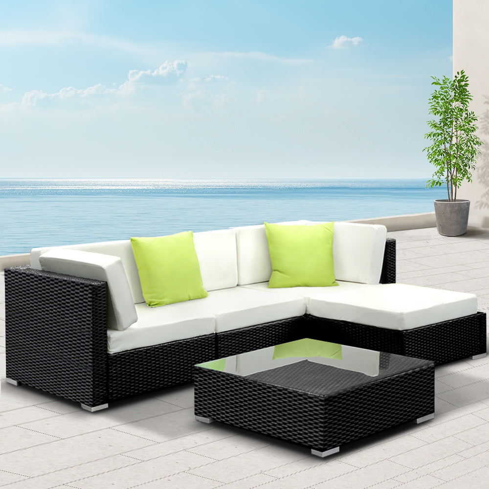 Gardeon 5PC Outdoor Furniture Sofa Set Wicker Garden Patio Pool Lounge-Furniture &gt; Outdoor-PEROZ Accessories