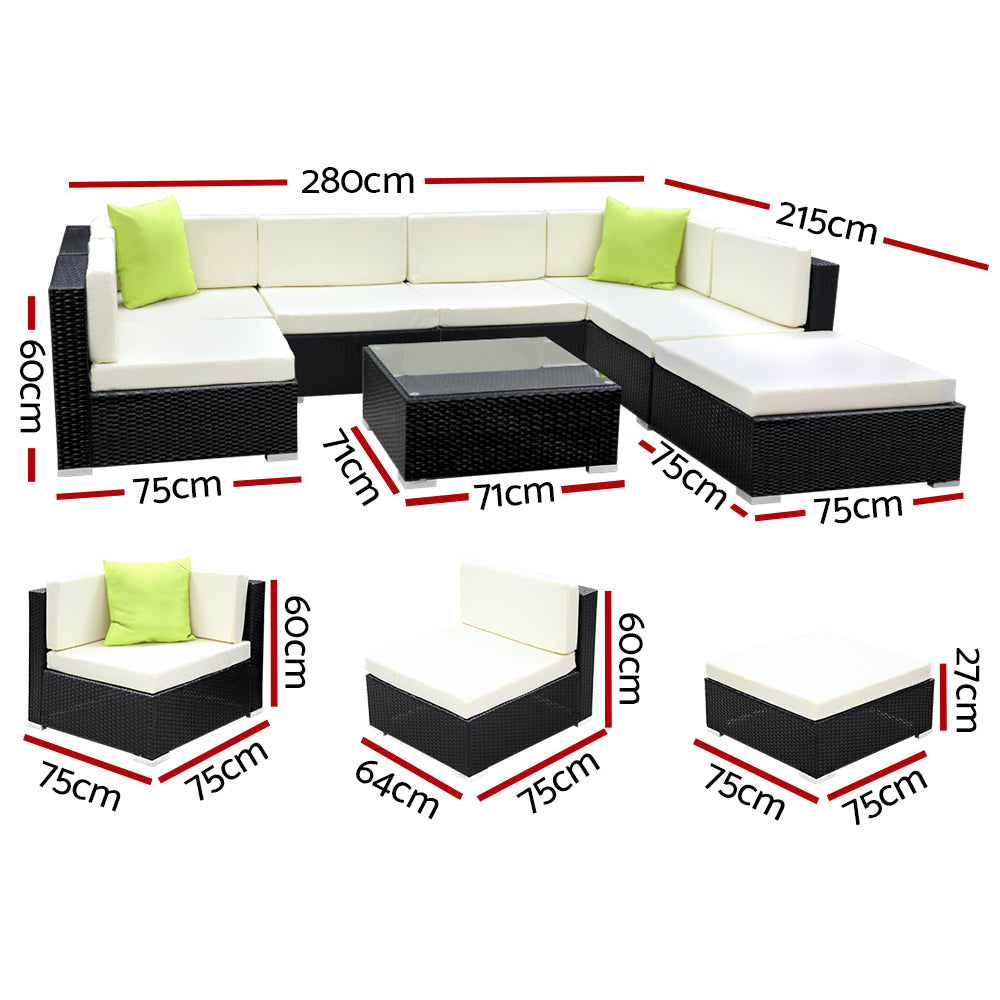 Gardeon 8PC Sofa Set with Storage Cover Outdoor Furniture Wicker-Furniture &gt; Outdoor-PEROZ Accessories