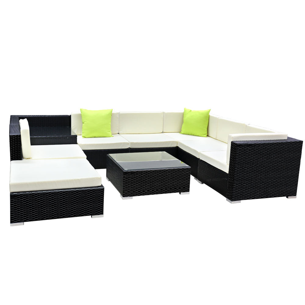 Gardeon 9PC Outdoor Furniture Sofa Set Wicker Garden Patio Pool Lounge-Furniture &gt; Outdoor-PEROZ Accessories