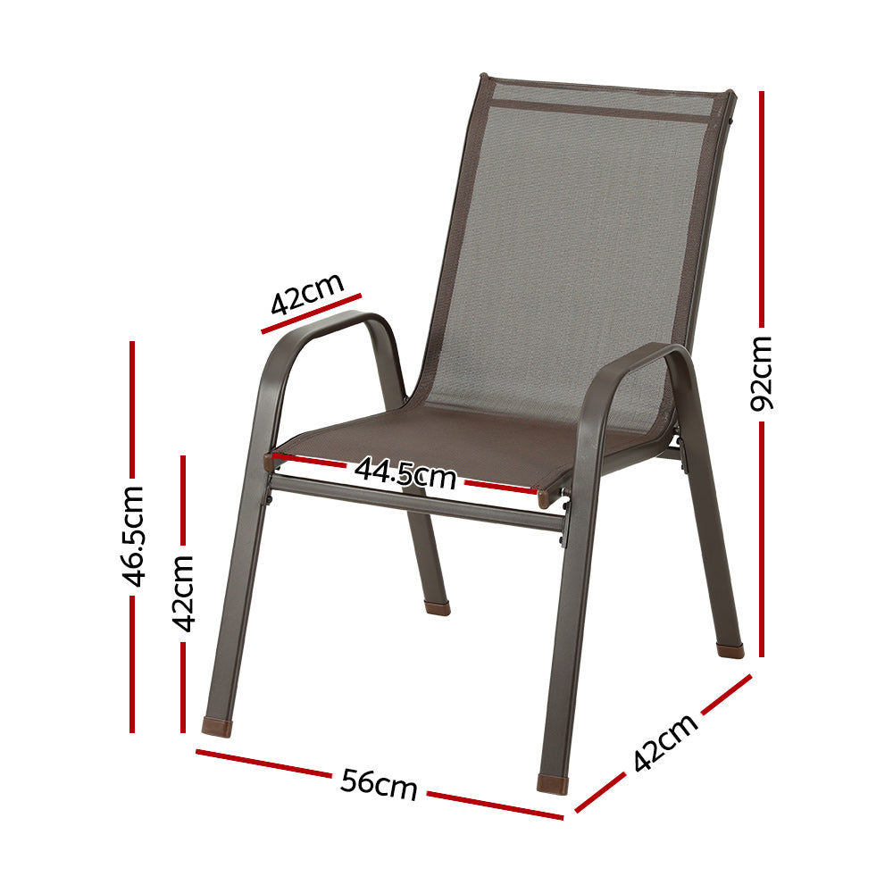 Gardeon 6pcs Outdoor Dining Chairs Stackable Chair Patio Garden Furniture Brown-Furniture &gt; Outdoor-PEROZ Accessories
