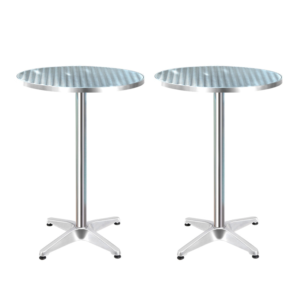 Gardeon 2pcs Outdoor Bar Table Furniture Adjustable Aluminium Cafe Table Round-Furniture &gt; Outdoor-PEROZ Accessories