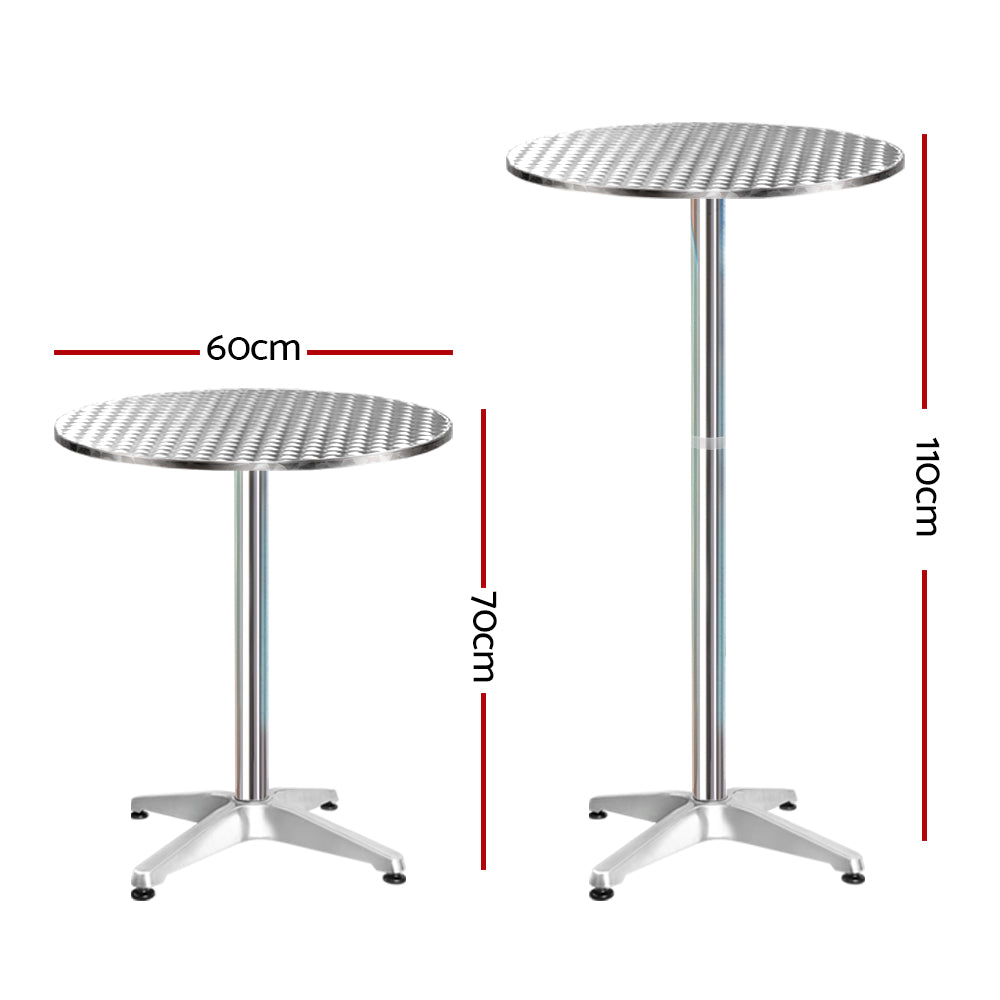 Gardeon 2pcs Outdoor Bar Table Furniture Adjustable Aluminium Cafe Table Round-Furniture &gt; Outdoor-PEROZ Accessories