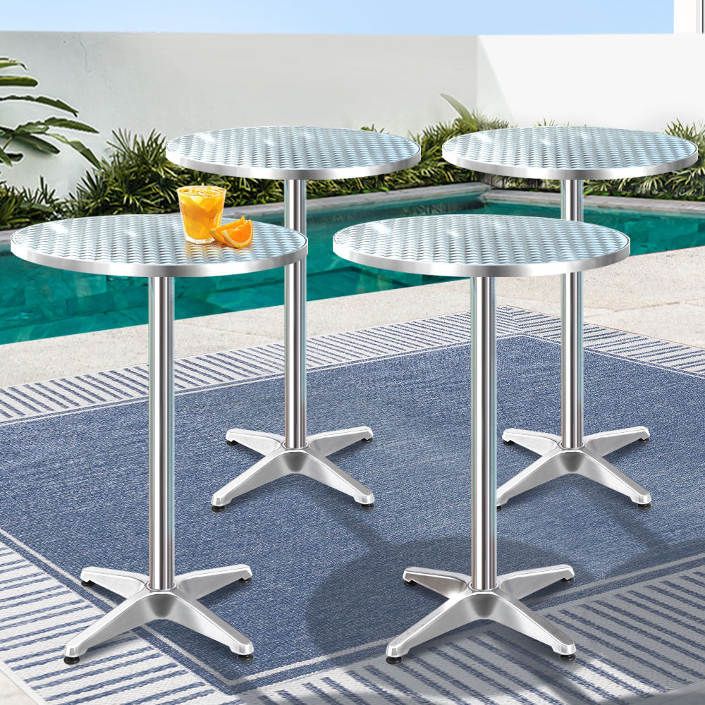 Gardeon 4pcs Outdoor Bar Table Furniture Adjustable Aluminium Cafe Table Round-Furniture &gt; Outdoor-PEROZ Accessories