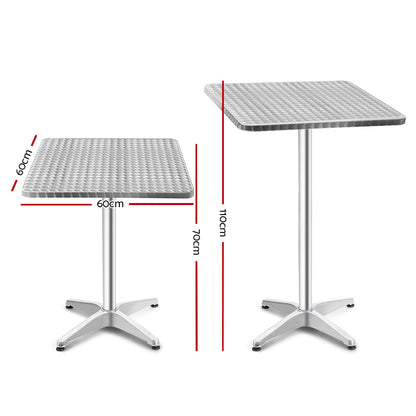 Bar Table Outdoor Furniture Adjustable Aluminium Pub Cafe Indoor Square Gardeon-Furniture &gt; Outdoor-PEROZ Accessories