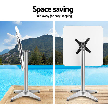 Bar Table Outdoor Furniture Adjustable Aluminium Pub Cafe Indoor Square Gardeon-Furniture &gt; Outdoor-PEROZ Accessories