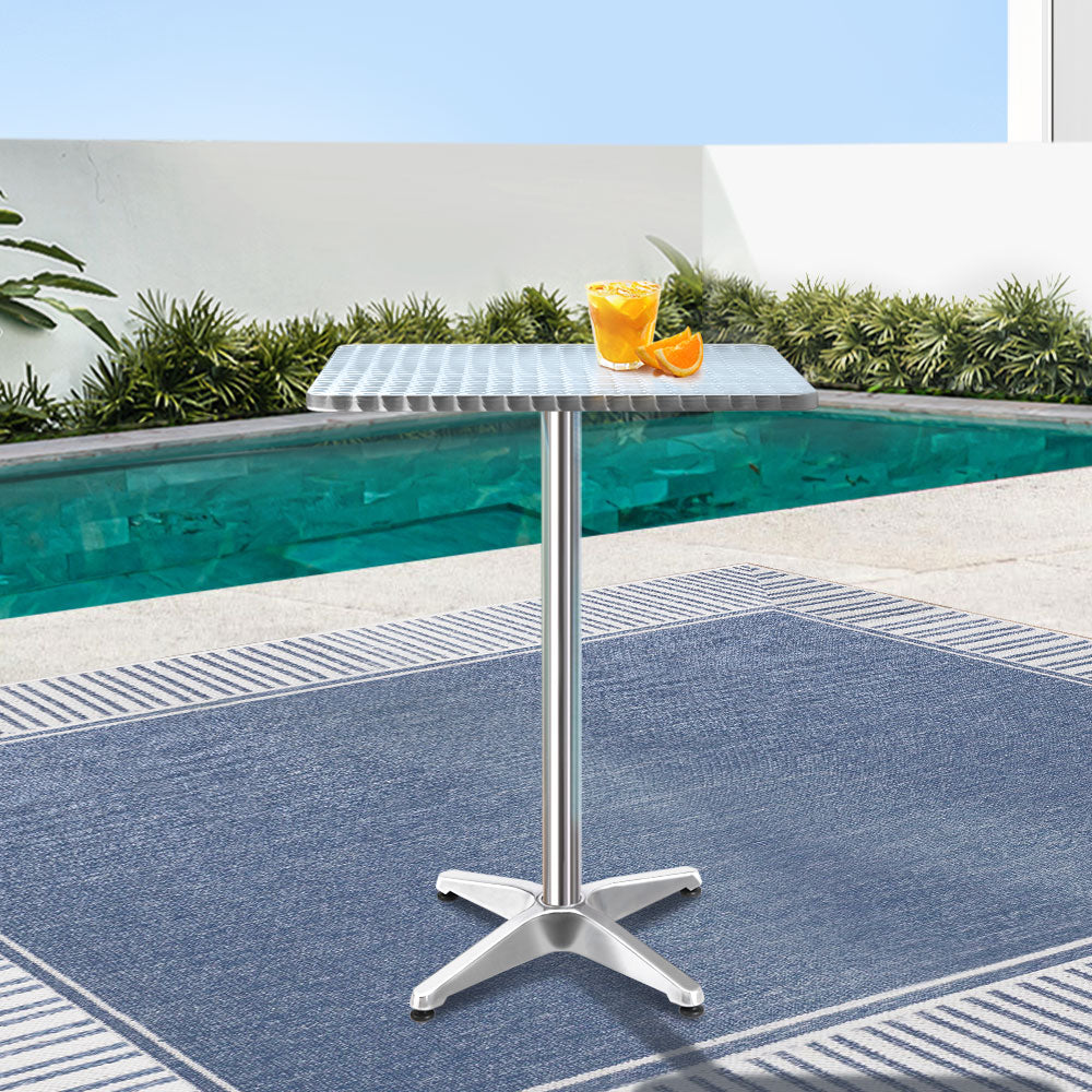 Bar Table Outdoor Furniture Adjustable Aluminium Pub Cafe Indoor Square Gardeon-Furniture &gt; Outdoor-PEROZ Accessories