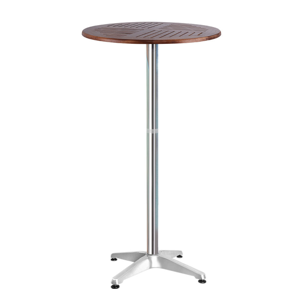 Outdoor Bar Table Furniture Wooden Cafe Table Aluminium Adjustable Round Gardeon-Furniture &gt; Outdoor-PEROZ Accessories