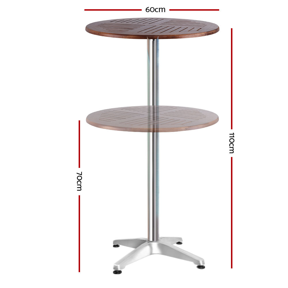 Outdoor Bar Table Furniture Wooden Cafe Table Aluminium Adjustable Round Gardeon-Furniture &gt; Outdoor-PEROZ Accessories