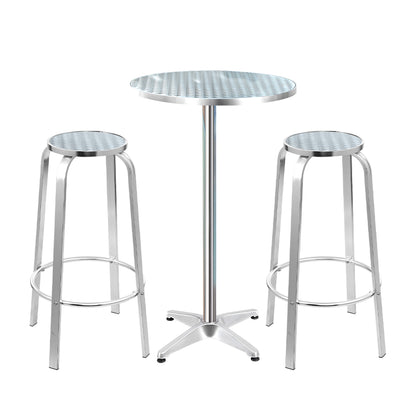 Gardeon Outdoor Bistro Set Bar Table Stools Adjustable Aluminium Cafe 3PC Round-Furniture &gt; Outdoor-PEROZ Accessories