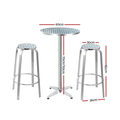 Gardeon Outdoor Bistro Set Bar Table Stools Adjustable Aluminium Cafe 3PC Round-Furniture &gt; Outdoor-PEROZ Accessories