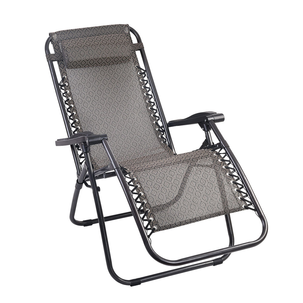 Gardeon Zero Gravity Recliner Chairs Outdoor Sun Lounge Beach Chair Camping - Beige-Furniture &gt; Outdoor-PEROZ Accessories