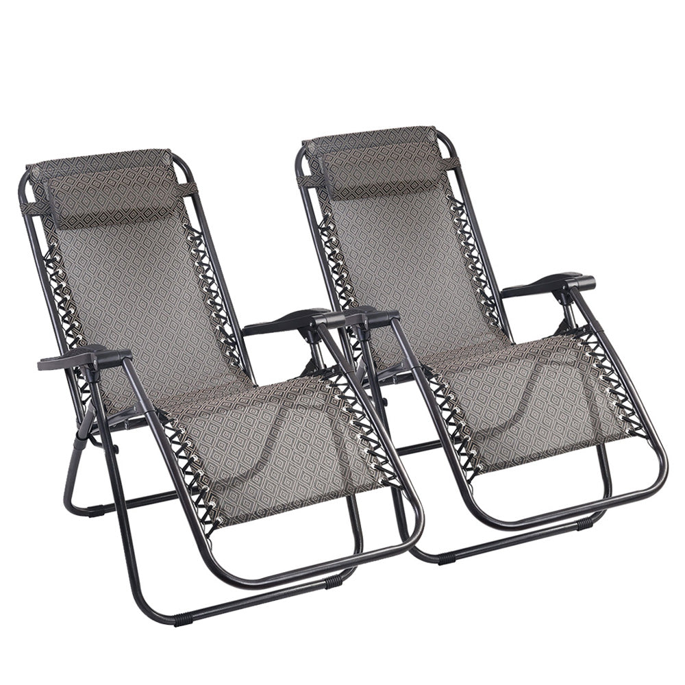 Gardeon Zero Gravity Chair 2PC Reclining Outdoor Sun Lounge Folding Camping-Furniture &gt; Outdoor-PEROZ Accessories