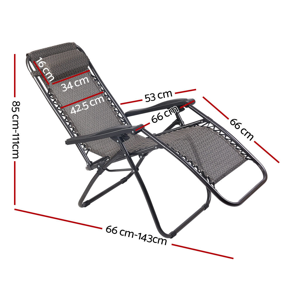 Gardeon Zero Gravity Chair 2PC Reclining Outdoor Sun Lounge Folding Camping-Furniture &gt; Outdoor-PEROZ Accessories