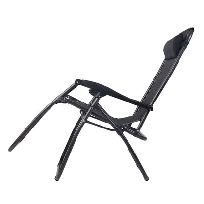 Gardeon Set of 2 Zero Gravity Chairs Reclining Outdoor Furniture Sun Lounge Folding Camping Lounger Black-Furniture &gt; Outdoor-PEROZ Accessories