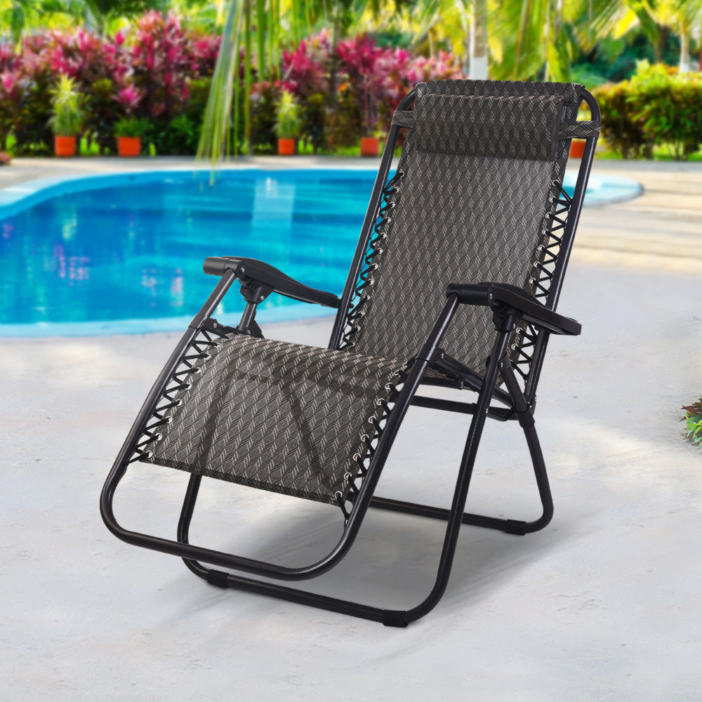 Gardeon Outdoor Portable Recliner - Grey-Furniture &gt; Outdoor-PEROZ Accessories