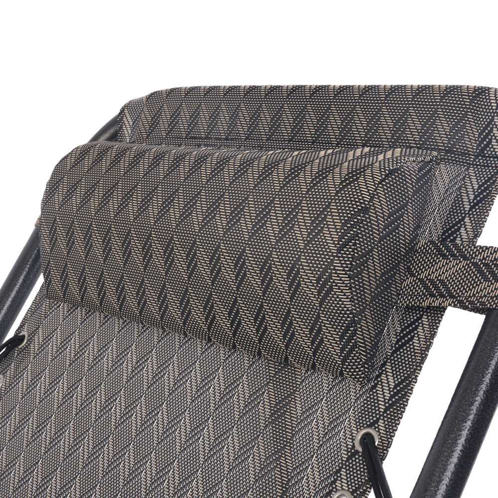 Gardeon Set of 2 Zero Gravity Chairs Reclining Outdoor Furniture Sun Lounge Folding Camping Lounger Grey-Furniture &gt; Outdoor-PEROZ Accessories