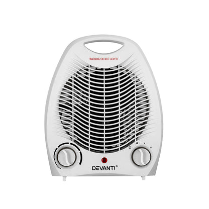 Devanti Electric Fan Heater Portable Room Office Heaters Hot Cool Wind 2000W-Appliances &gt; Heaters-PEROZ Accessories