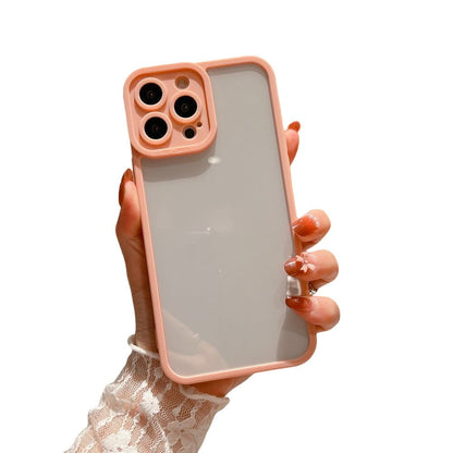 Anymob iPhone Case Transparent Peach Frame Camera Protection Shockproof Soft Bumper Cover iPhone 12 11 13 Pro Max XR XS Max X 7 8 Plus 12 13Pro-Mobile Phone Cases-PEROZ Accessories