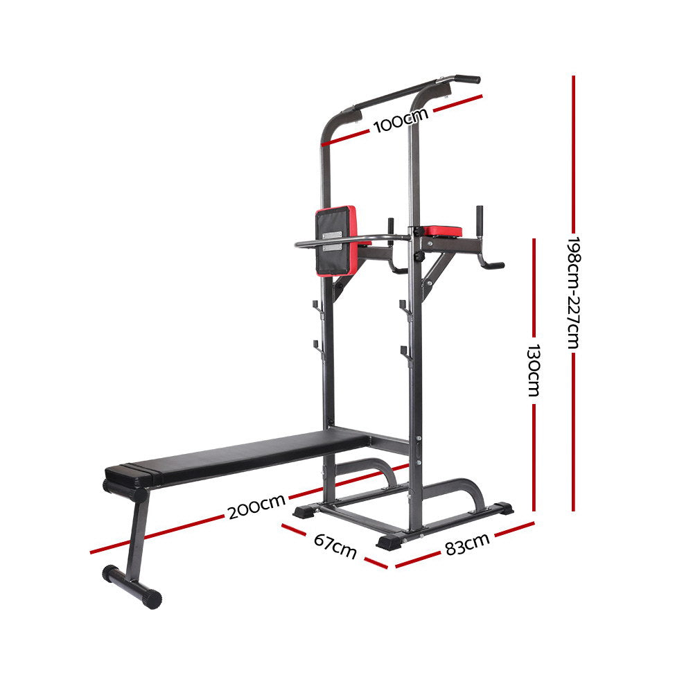 Everfit 9-IN-1 Power Tower Weight Bench Multi-Function Station-Sports &amp; Fitness &gt; Fitness Accessories-PEROZ Accessories