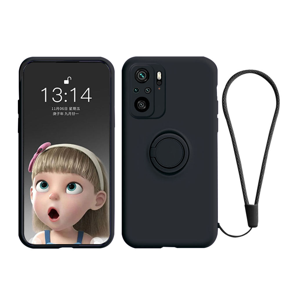Anymob Xiaomi Redmi Case Black Stand Ring Holder Strap Liquid Silicon Cover Phone Protection-Mobile Phone Cases-PEROZ Accessories
