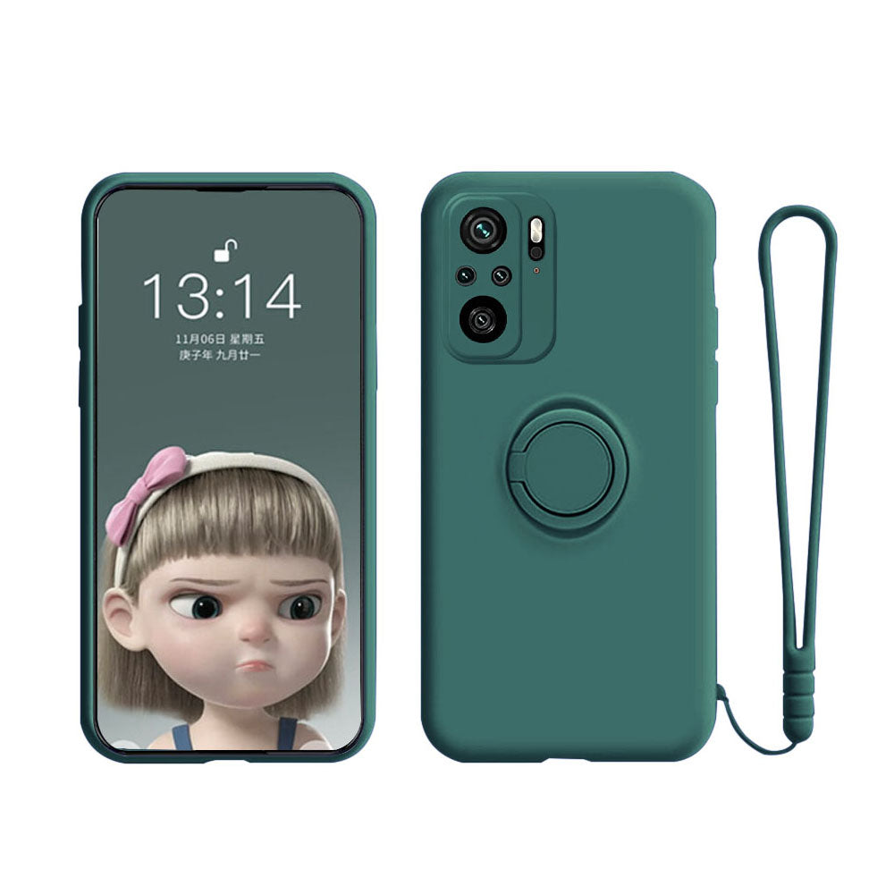 Anymob Xiaomi Redmi Case Army Green Stand Ring Holder Strap Liquid Silicon Cover Phone Protection-Mobile Phone Cases-PEROZ Accessories