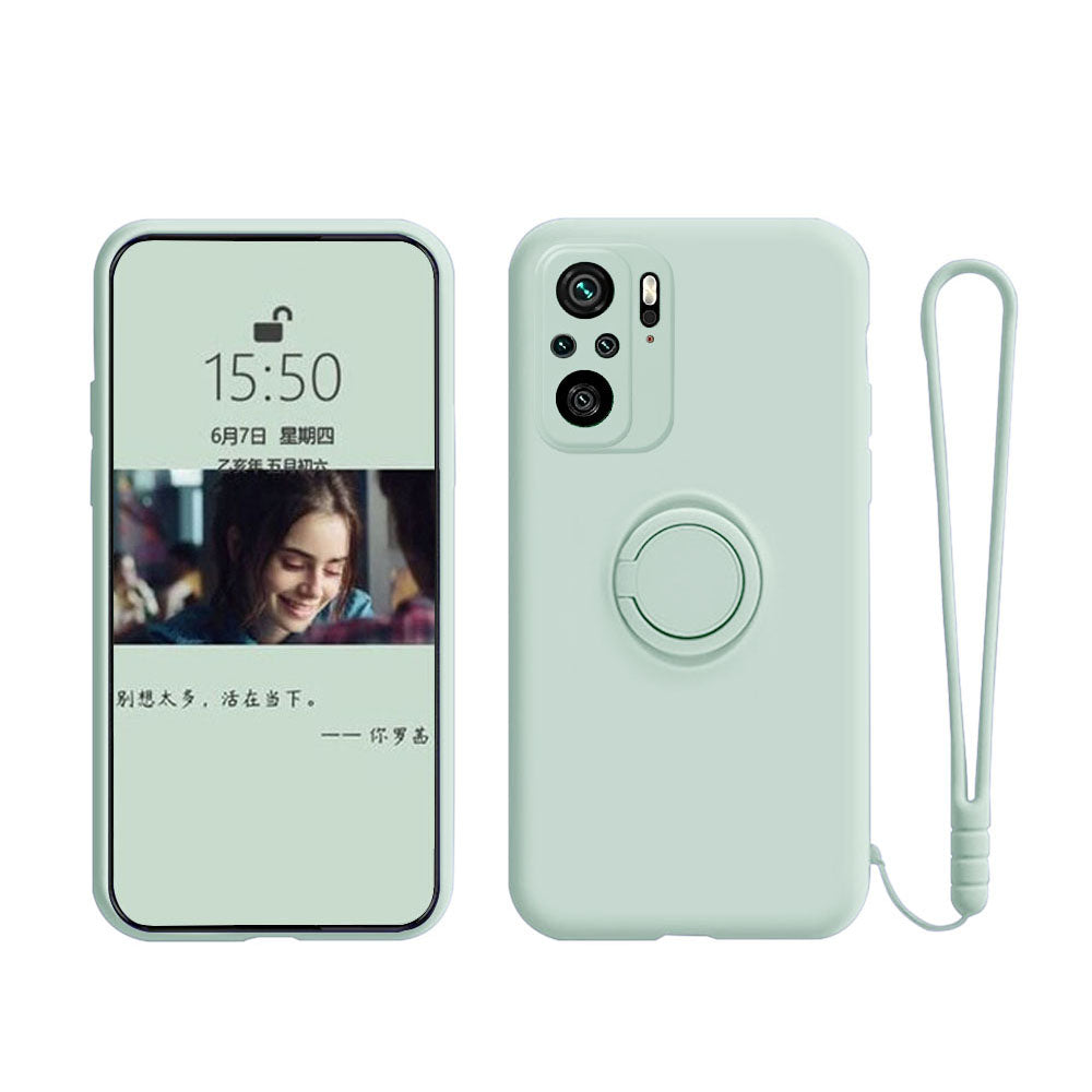 Anymob Xiaomi Redmi Case Mint Green Stand Ring Holder Strap Liquid Silicon Cover Phone Protection-Mobile Phone Cases-PEROZ Accessories