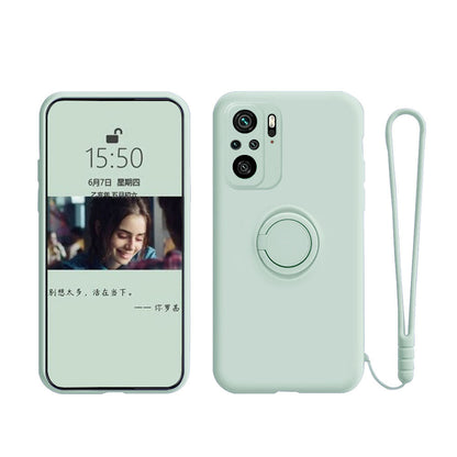 Anymob Xiaomi Redmi Case Mint Green Stand Ring Holder Strap Liquid Silicon Cover Phone Protection-Mobile Phone Cases-PEROZ Accessories