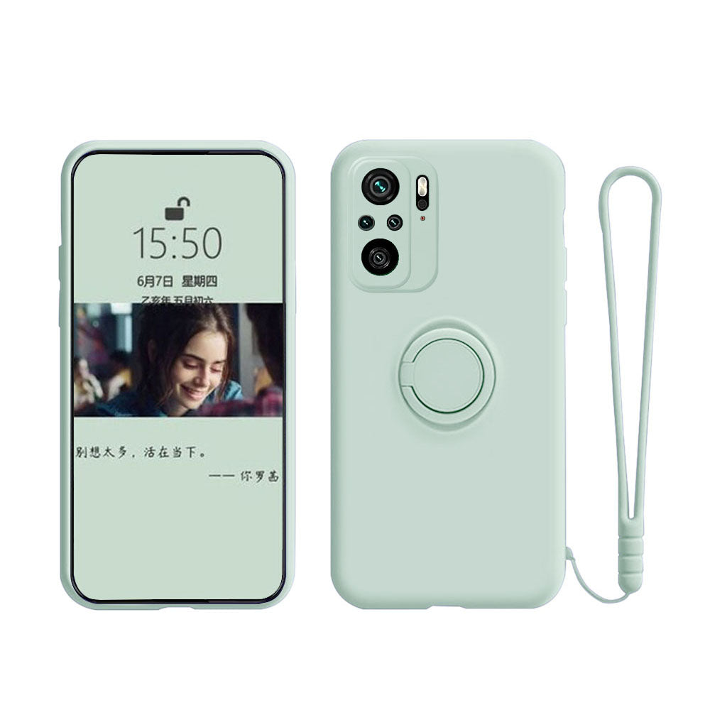 Anymob Xiaomi Redmi Case Tea Green Stand Ring Holder Strap Liquid Silicon Cover Phone Protection-Mobile Phone Cases-PEROZ Accessories