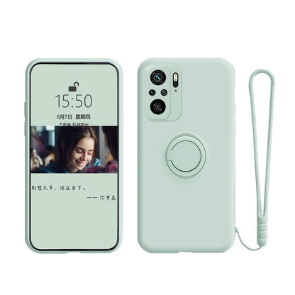 Anymob Xiaomi Redmi Case Tea Green Stand Ring Holder Strap Liquid Silicon Cover Phone Protection-Mobile Phone Cases-PEROZ Accessories