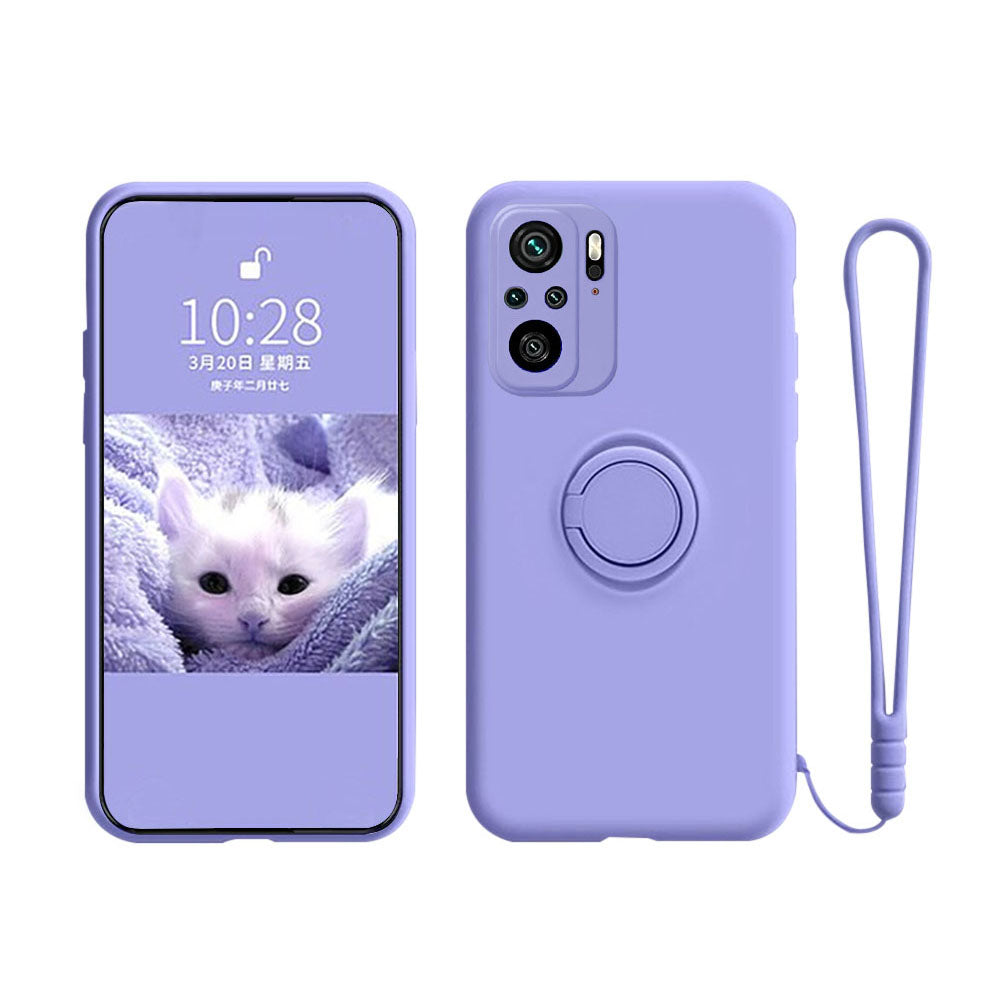 Anymob Xiaomi Redmi Case Neon Blue Stand Ring Holder Strap Liquid Silicon Cover Phone Protection-Mobile Phone Cases-PEROZ Accessories