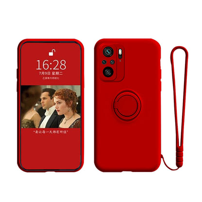 Anymob Xiaomi Redmi Case Red Stand Ring Holder Strap Liquid Silicon Cover Phone Protection-Mobile Phone Cases-PEROZ Accessories