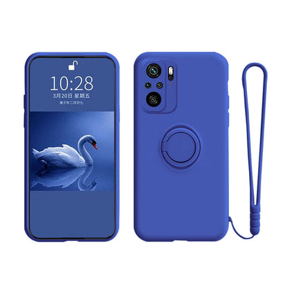 Anymob Xiaomi Redmi Case Blue Stand Ring Holder Strap Liquid Silicon Cover Phone Protection-Mobile Phone Cases-PEROZ Accessories