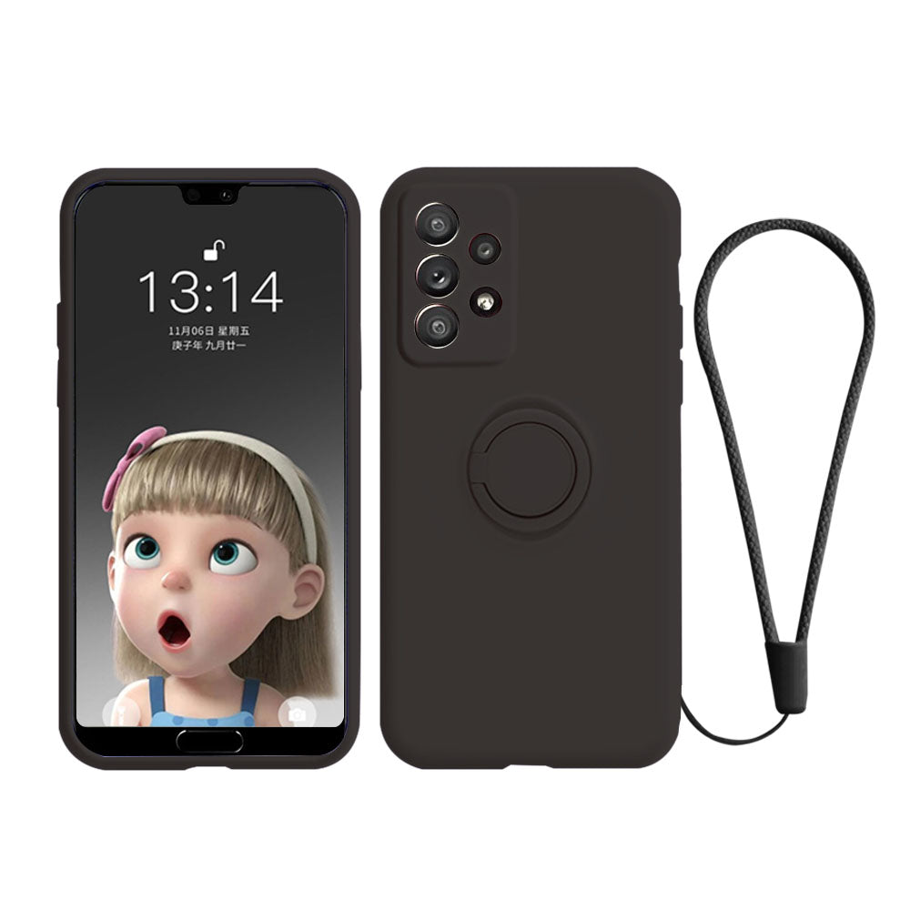 Anymob Samsung Case Black Magnetic Ring Holder Soft Silicone Phone Strap Cover Protection-Mobile Phone Cases-PEROZ Accessories