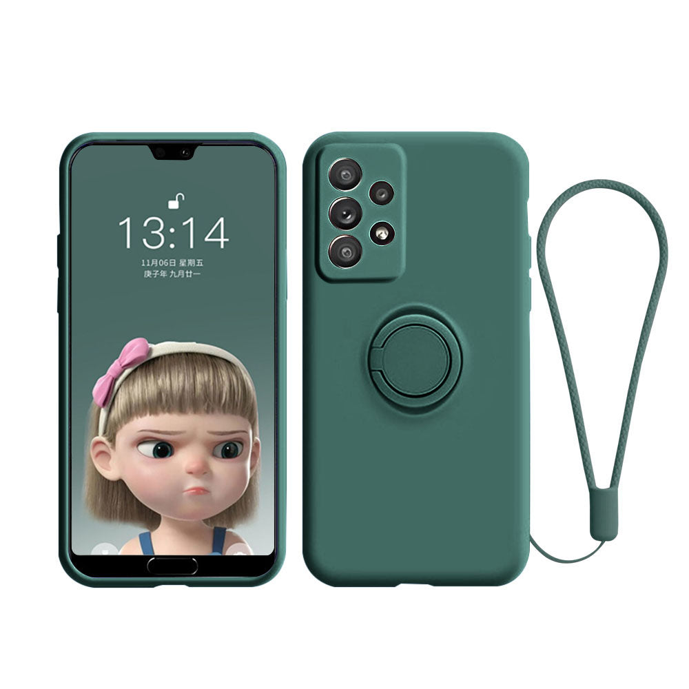 Anymob Samsung Case Army Green Magnetic Ring Holder Soft Silicone Phone Strap Cover Protection-Mobile Phone Cases-PEROZ Accessories