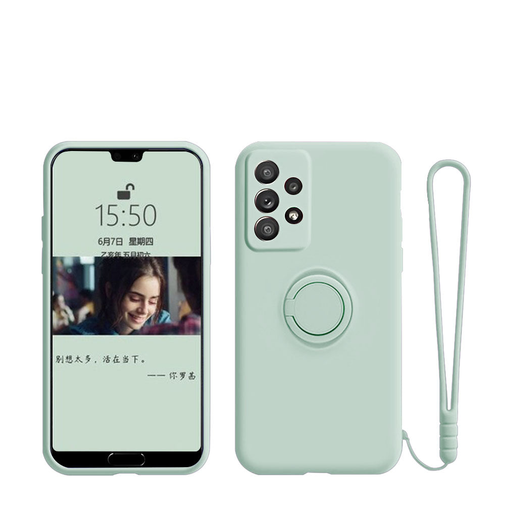 Anymob Samsung Case Mint Green Magnetic Ring Holder Soft Silicone Phone Strap Cover Protection-Mobile Phone Cases-PEROZ Accessories