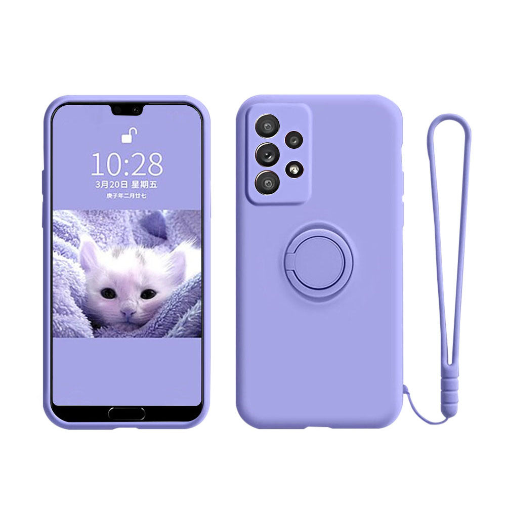 Anymob Samsung Case Neon Blue Magnetic Ring Holder Soft Silicone Phone Strap Cover Protection-Mobile Phone Cases-PEROZ Accessories