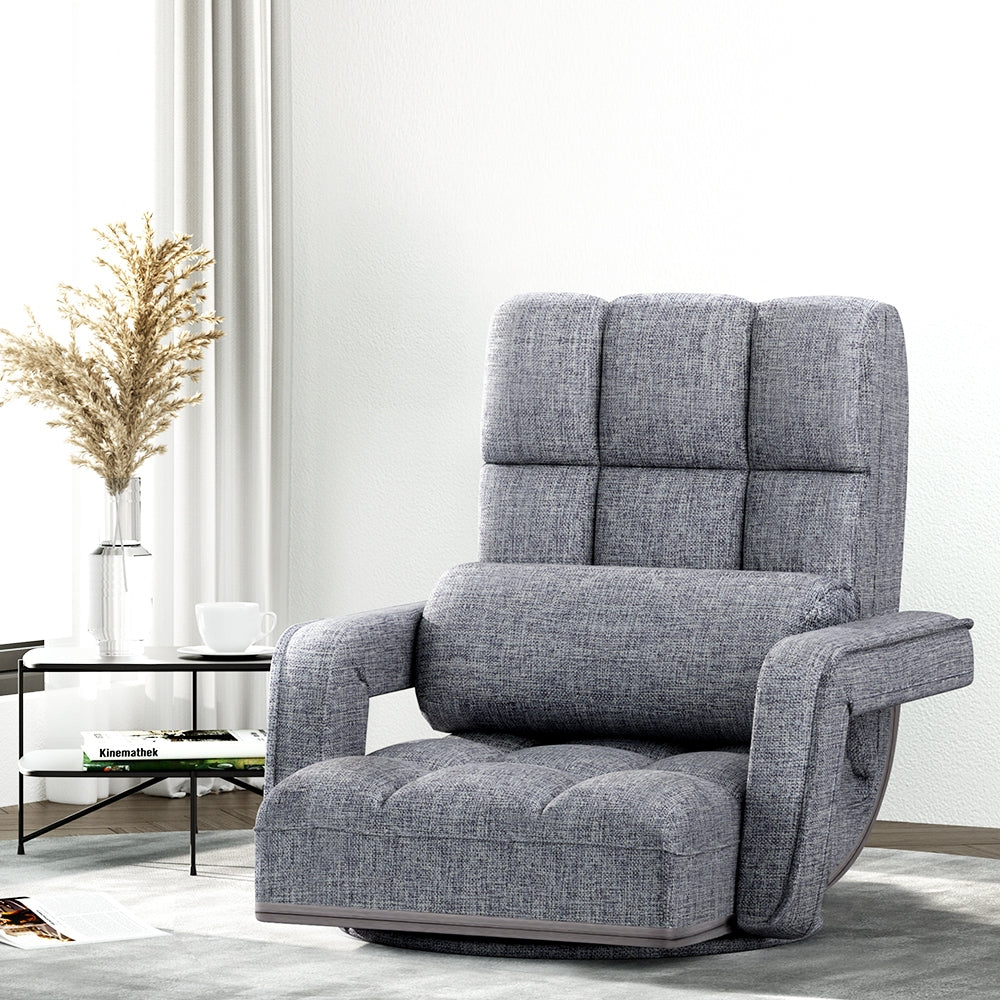 Artiss Floor Sofa Bed Lounge Chair Recliner Chaise Chair Swivel Grey-Furniture &gt; Living Room - Peroz Australia - Image - 1