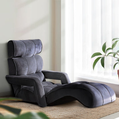 Artiss Adjustable Lounger with Arms - Charcoal-Furniture &gt; Living Room - Peroz Australia - Image - 1
