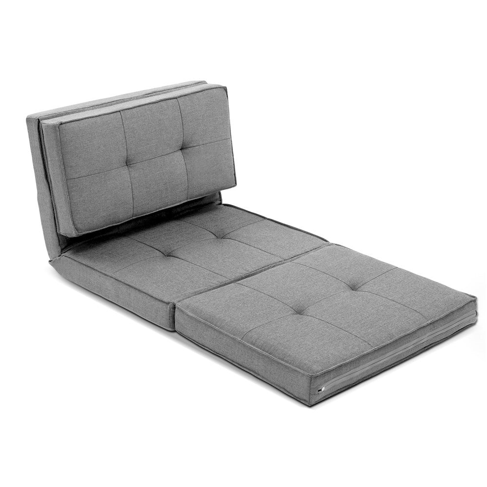 Artiss Lounge Sofa Bed Floor Couch Chaise Chair Recliner Futon Folding Grey-Furniture > Living Room - Peroz Australia - Image - 1