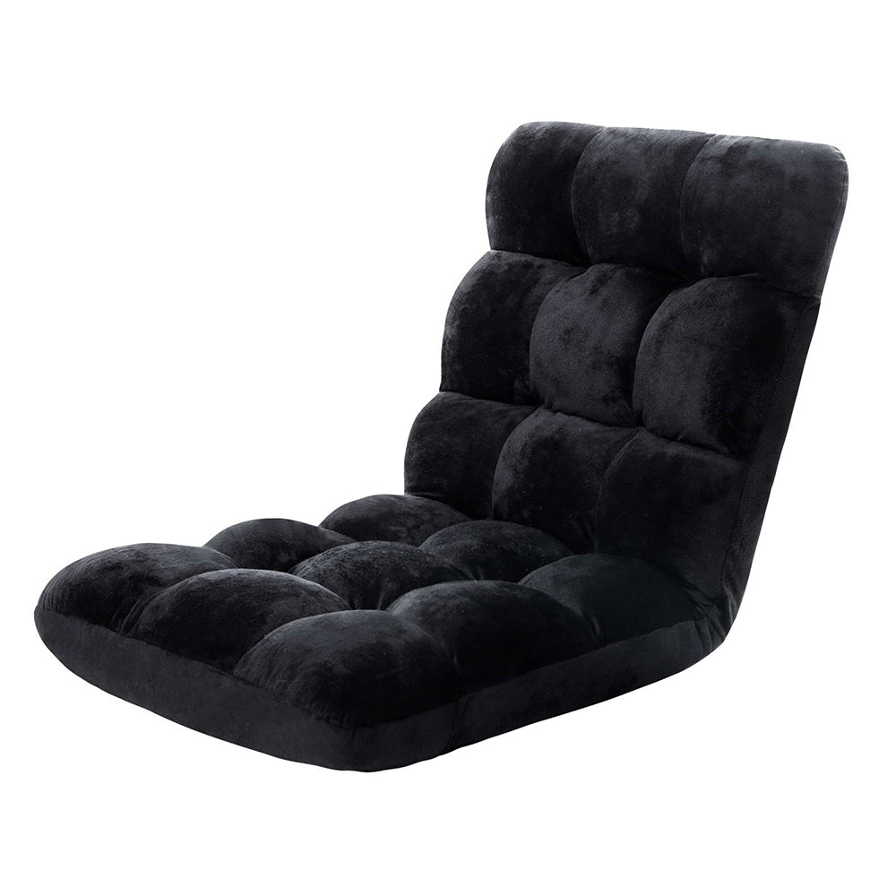 Artiss Lounge Sofa Floor Recliner Futon Chaise Folding Couch Black-Furniture &gt; Living Room - Peroz Australia - Image - 2