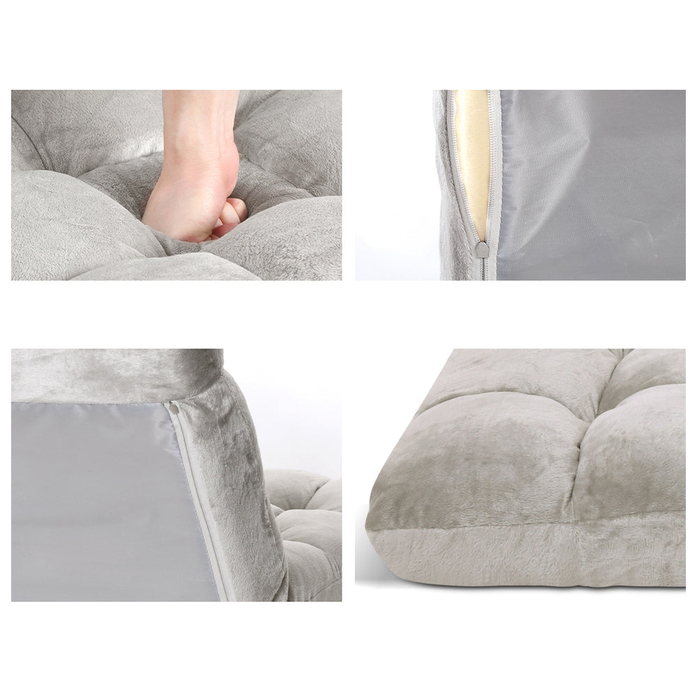 Artiss Lounge Sofa Floor Recliner Futon Chaise Folding Couch Grey-Furniture &gt; Living Room - Peroz Australia - Image - 5