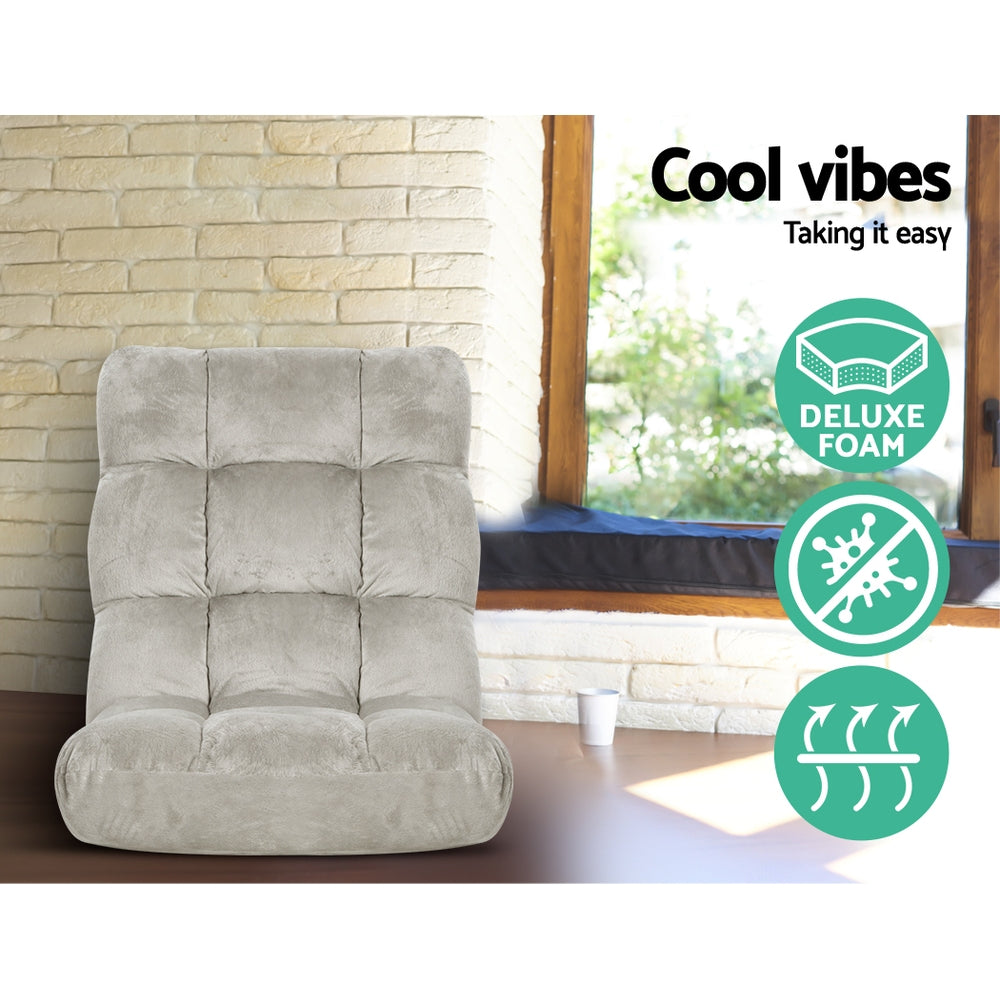 Artiss Lounge Sofa Floor Recliner Futon Chaise Folding Couch Grey-Furniture &gt; Living Room - Peroz Australia - Image - 3