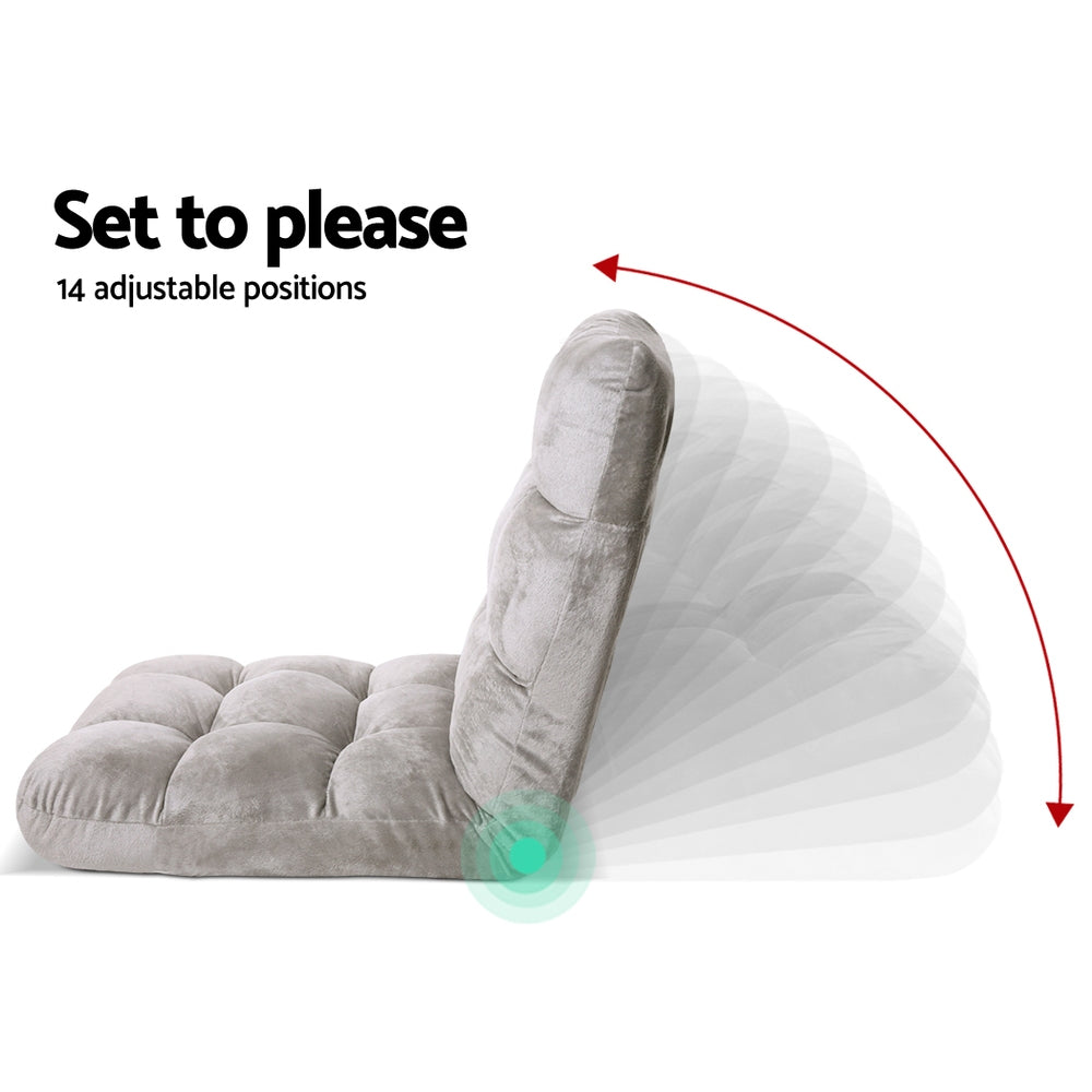 Artiss Lounge Sofa Floor Recliner Futon Chaise Folding Couch Grey-Furniture &gt; Living Room - Peroz Australia - Image - 6