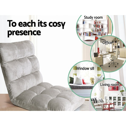 Artiss Lounge Sofa Floor Recliner Futon Chaise Folding Couch Grey-Furniture &gt; Living Room - Peroz Australia - Image - 1